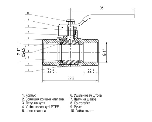 Кран кульовий прямий SELBA   1″ ВВ КР SL1506