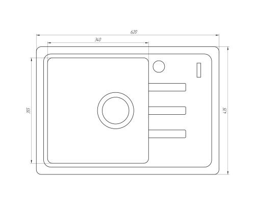 Гранітна мийка Globus Lux MONO графіт 620х435мм-А0001