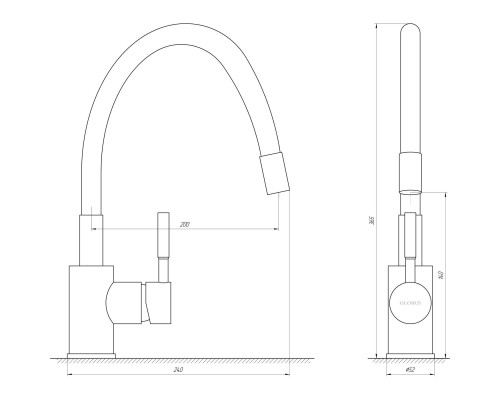 Змішувач для кухні Globus Lux LAZER GLLR-0203S-BG15