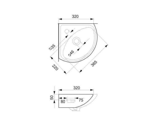 Умивальник кутовий Cersanit SIGMA 35